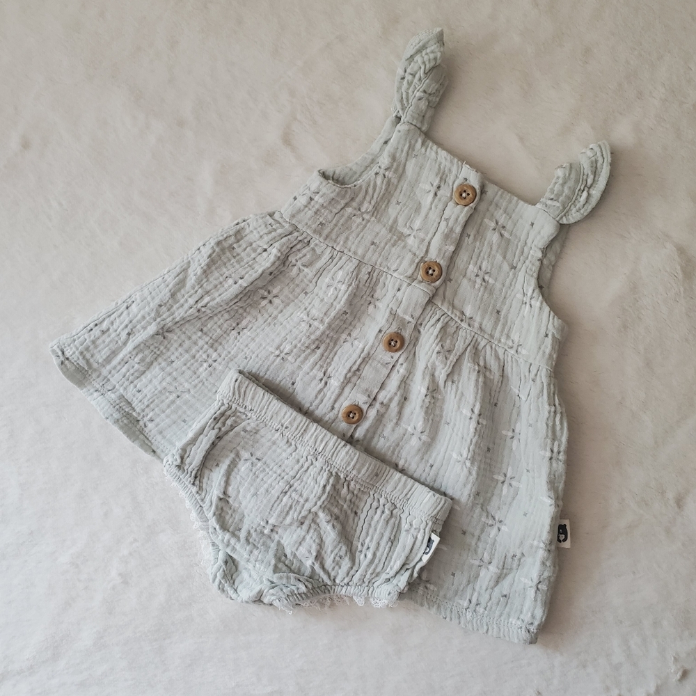 Rabbit & Bear Organic Cotton Muslin Dress & Diaper Cover